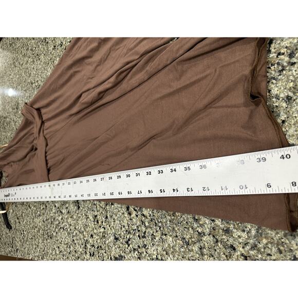 Y2K BCBGMAXAZRIA Jumpsuit Womens Medium Brown Halter Wide Leg Cropped USA Made - Picture 3 of 6